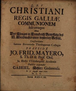 Christianissimis regis Galliae communionem sub utraque