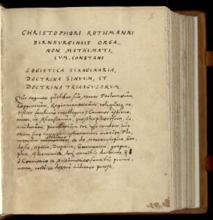 Organon mathematicum constans logistica sexagenaria, doctrina sinuum et doctrina triangulorum