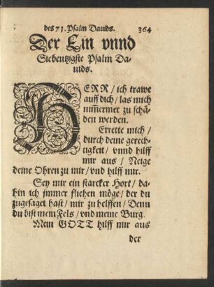 Der Ein unnd Siebentzigste Psalm Davids.