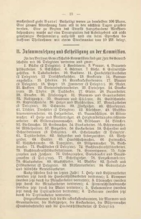 II. Zusammensetzung und Betheiligung an der Kommission.