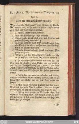 Kap. 5. Von der monathlichen Reinigung.