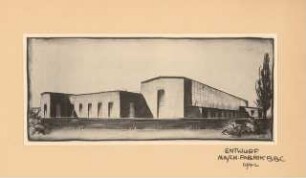 BBC (Brown, Boveri & Cie), Mannheim-Käfertal Entwurf Maschinenfabrik: Foto von Inv.Nr. 35410: Perspektivische Ansicht Maschinenfabrik