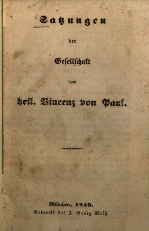 Satzungen der Gesellschaft vom heil. Vincenz von Paul