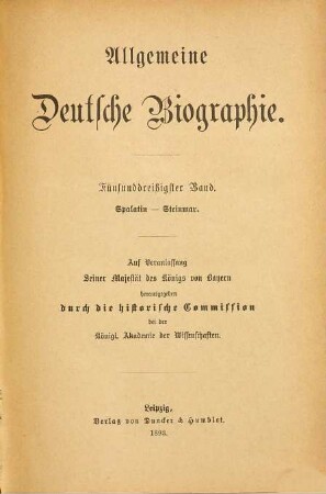 Allgemeine Deutsche Biographie, 35. Spalatin - Steinmar