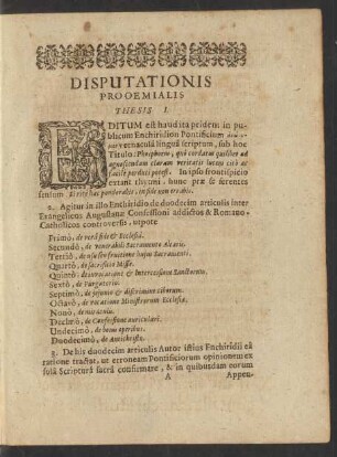 Disputationis Prooemialis