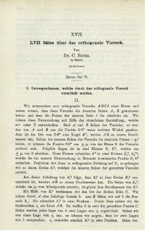 XVII. LVH Sätze über das orthogonale Viereck.