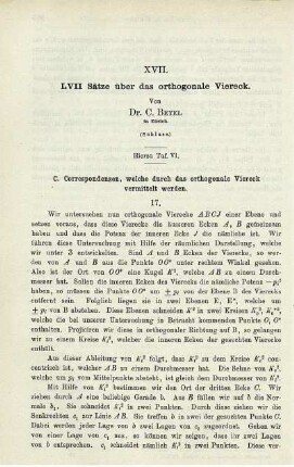 XVII. LVH Sätze über das orthogonale Viereck.