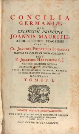 Concilia Germaniæ, Tomus I.