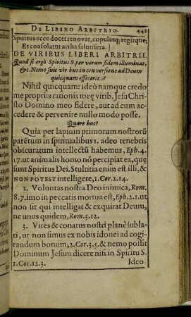 De Viribus Liberi Arbitrii.