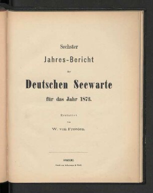 6.1873: Jahresbericht der Deutschen Seewarte