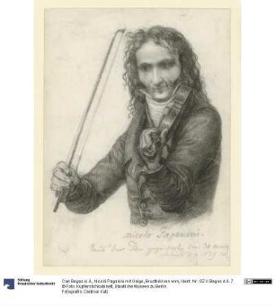 Nicoló Paganini mit Geige, Brustbild von vorn