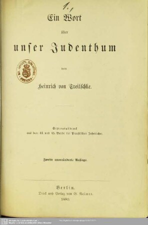 Ein Wort über unser Judenthum