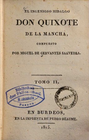 El ingenioso hidalgo Don Quixote de LaMancha, 2