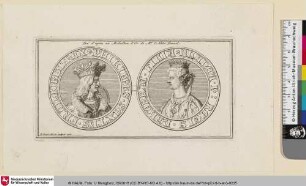 Tiré d'aprés un Medaillon d'or de Mr. l'Abbé Fauvel. [Medaillenporträt mit einem Mann und einer Frau]