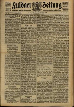 Erste Ausgabe vom Dienstag, den 18. April 1911.