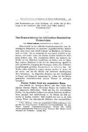 Das Drammatisieren im biblischen Geschichts-Unterrichte