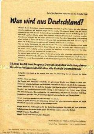 Aufruf der Vorsitzenden des Präsidiums des Deutschen Volksrates zum Volksbegehren 1948 mit Stellungnahmen von Betriebsaktivisten