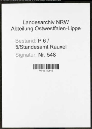 Sterberegister Standesamt Castrop-Rauxel Rauxel