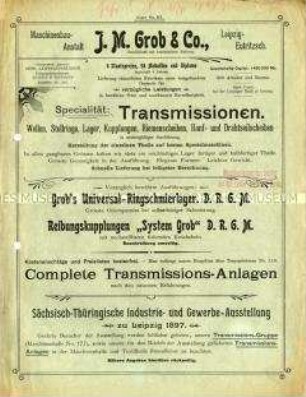 Grob`s Universal-Ringschmierlager. / Reibungskupplungen "System Grob"