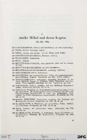 C. Antike Möbel und deren Kopien (Nr. 236-296)