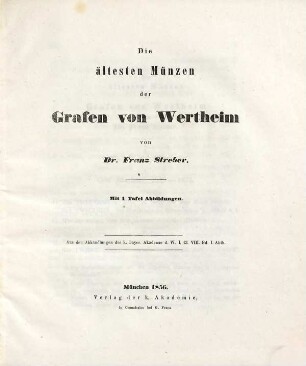 Die ältesten Münzen der Grafen von Wertheim