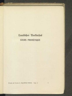 Lautlicher Vorkursus Cours phonétique