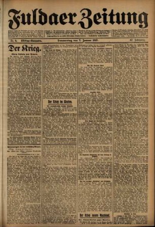 Zweite Ausgabe vom Donnerstag, den 07. Januar 1915.
