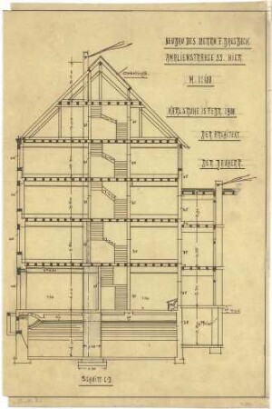 Billing, Hermann; Karlsruhe, Amalienstr. 53; Haus Bausback - Schnitt C-D