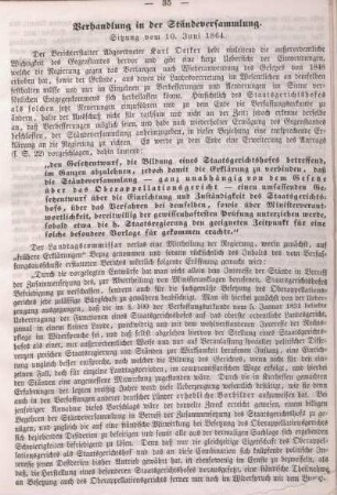Verhandlung in der Ständeversammlung.