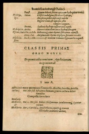 Classis Primae Ordo Nonus ... I