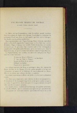 Une Plante Textile Du Soudan.