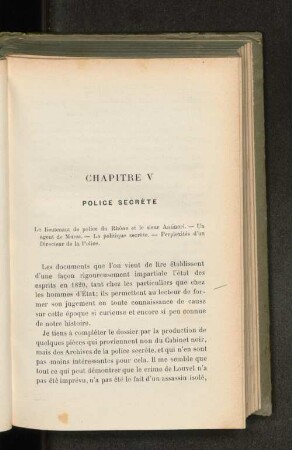Chapitre V Police Secrète