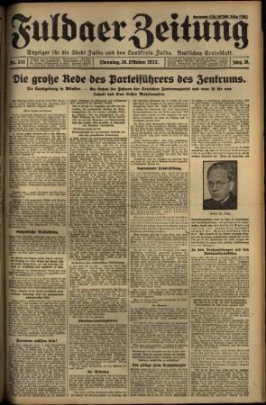 Ausgabe vom Dienstag, den 18. Oktober 1932.