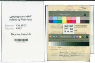 Entnazifizierung Heinrich Thomas , geb. 26.04.1908 (Abt.Meister)