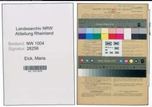 Entnazifizierung Maria Eick , geb. 11.10.1907 (Krankenschwester)