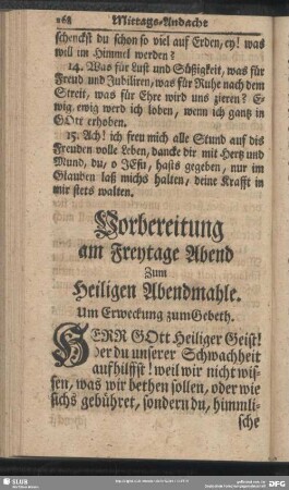 Vorbereitungs-Andacht am Freytage