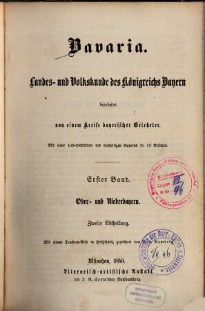 Bavaria : Landes- und Volkskunde des Königreichs Bayern ; mit einer Uebersichtskarte des diesseitigen Bayerns in 15 Blättern, 1,2. Ober- und Niederbayern ; Abth. 2, Niederbayern