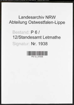Sterberegister Standesamt Letmathe