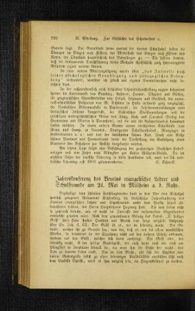 Jahreskonferenz des Vereins evangelischer Lehrer und Schulfreunde am 24. Mai in Mülheim a. d. Ruhr