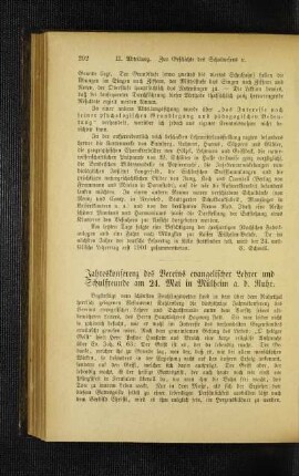 Jahreskonferenz des Vereins evangelischer Lehrer und Schulfreunde am 24. Mai in Mülheim a. d. Ruhr