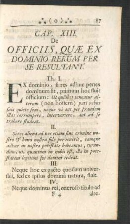 Cap. XIII. De Officiis, Quae Ex Dominio Rerum Per Se Resultant.