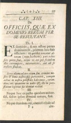 Cap. XIII. De Officiis, Quae Ex Dominio Rerum Per Se Resultant.
