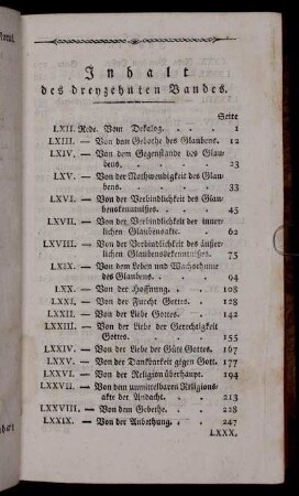 Inhalt des dreyzehnten Bandes