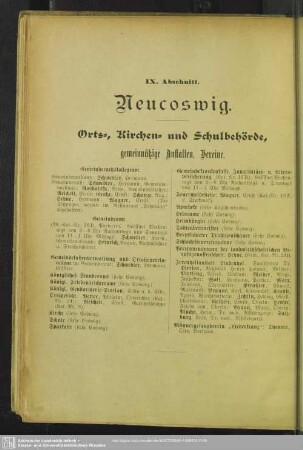 IX. Abschnitt. Neucoswig