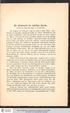 Die Kulturwerte der deutschen Sprache