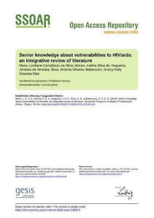 Senior knowledge about vulnerabilities to HIV/aids: an integrative review of literature
