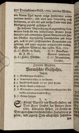 Zweiter Abschnit. Vermischte Geschichte.