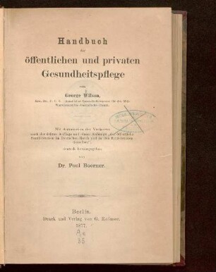 Handbuch der öffentlichen und privaten Gesundheitspflege