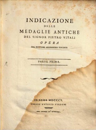 Indicazione delle medaglie antiche del Pietro Vitali, 1. Indicazione delle medaglie antiche del signor Pietro Vitali
