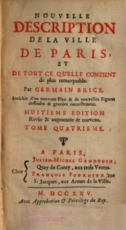 Nouvelle Description De La Ville De Paris, Et De Tout Ce Qu'Elle Contient de plus remarquable, 4